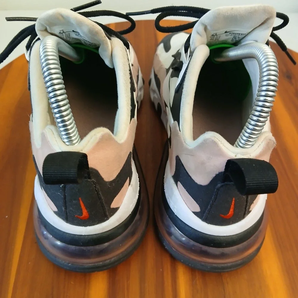 Nike Air Max 270 React Women 6.5 White Black Pink Shoes Sneakers AT6174-005